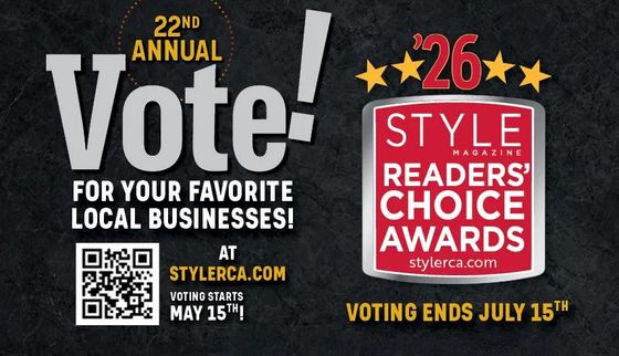 Advertisement for Style Magazine Readers' Choice Awards. Vote now at stylerca.com, voting ends July 15th.