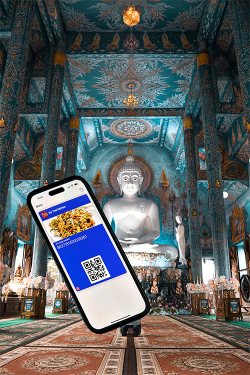 Golden buddha statue decor at MTK