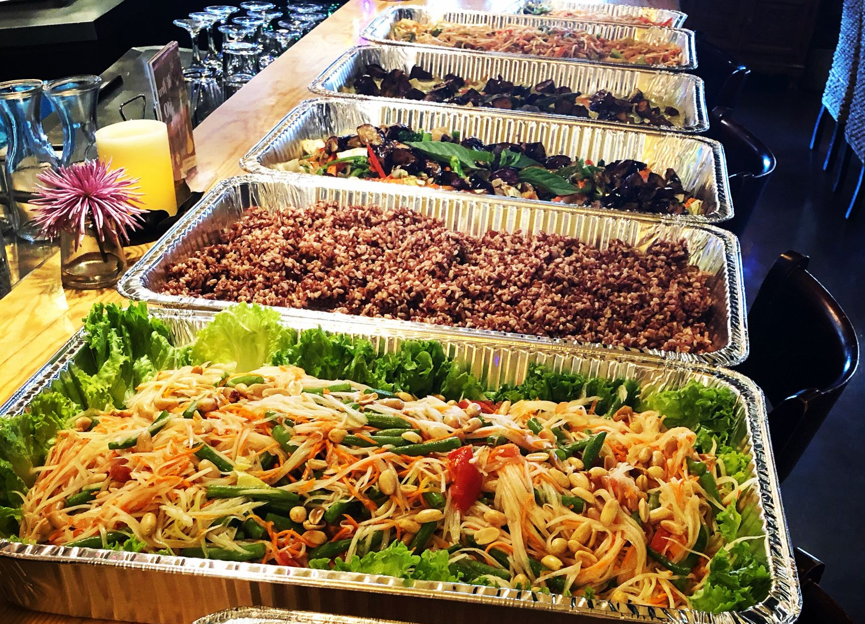 Thai food catering trays from My Thai Kitchen in Roseville, CA