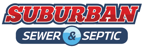 Logo for Suburban Sewer & Septic with red 