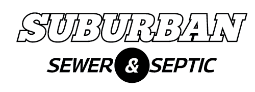 Logo for Suburban Sewer & Septic with white text on black background.