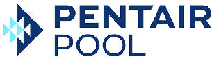 A logo for pentair pool with a blue arrow pointing to the right.