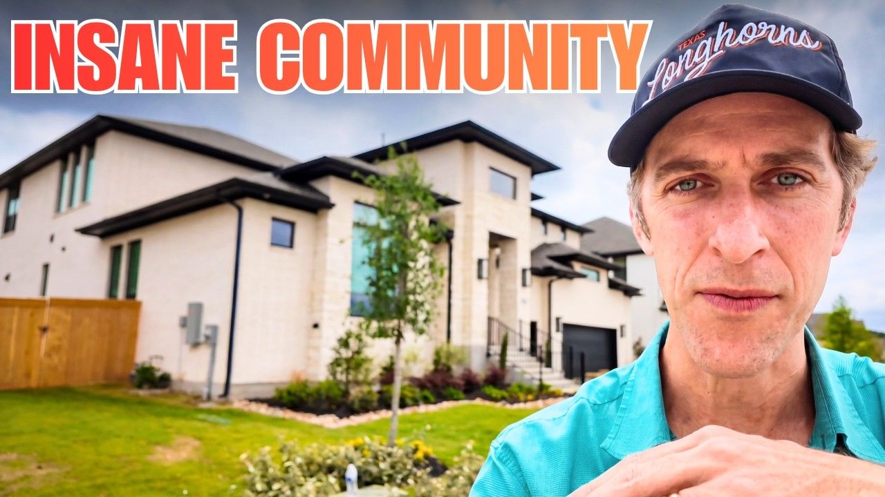Man in cap in foreground with suburban house behind, bold text reading “INSANE COMMUNITY” above
