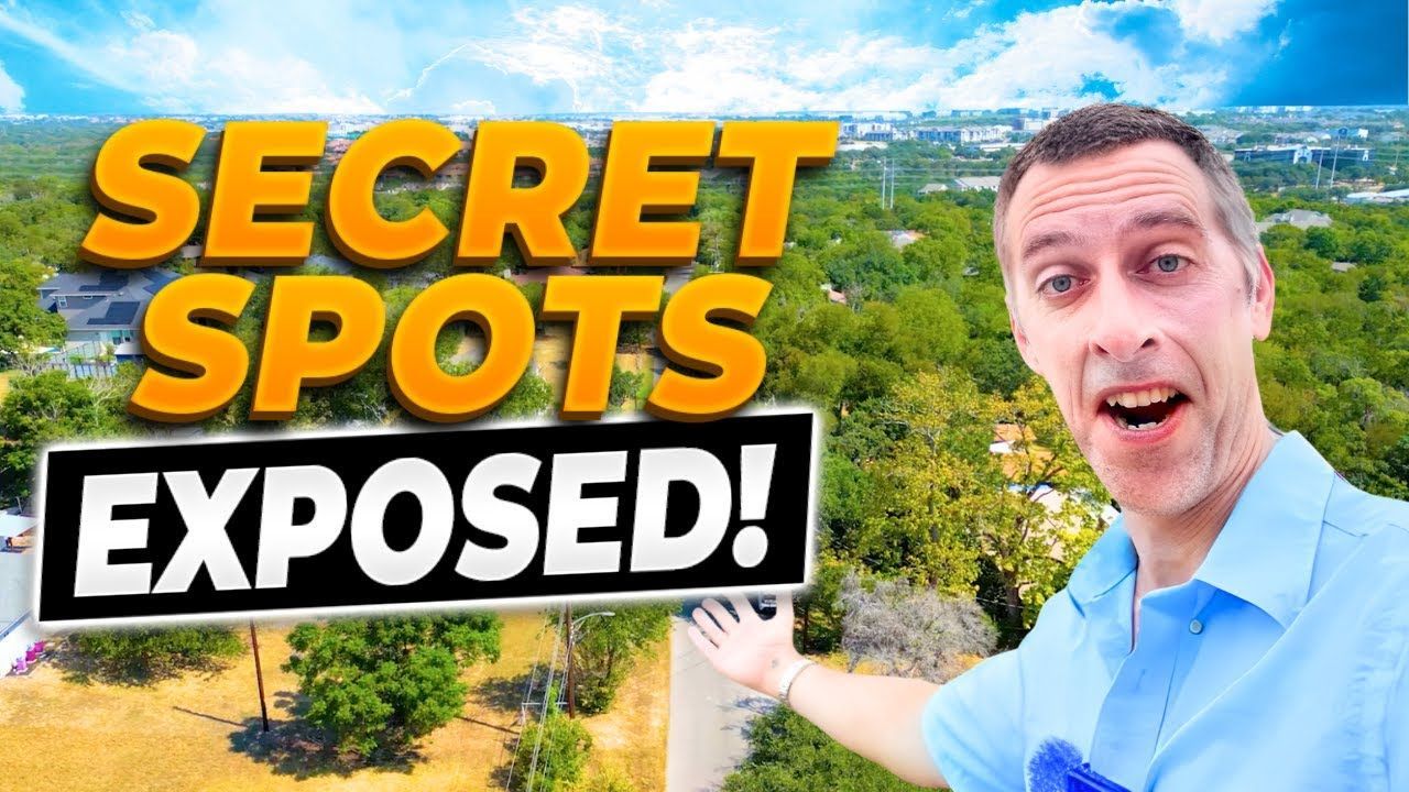 Man pointing at a green landscape, with text