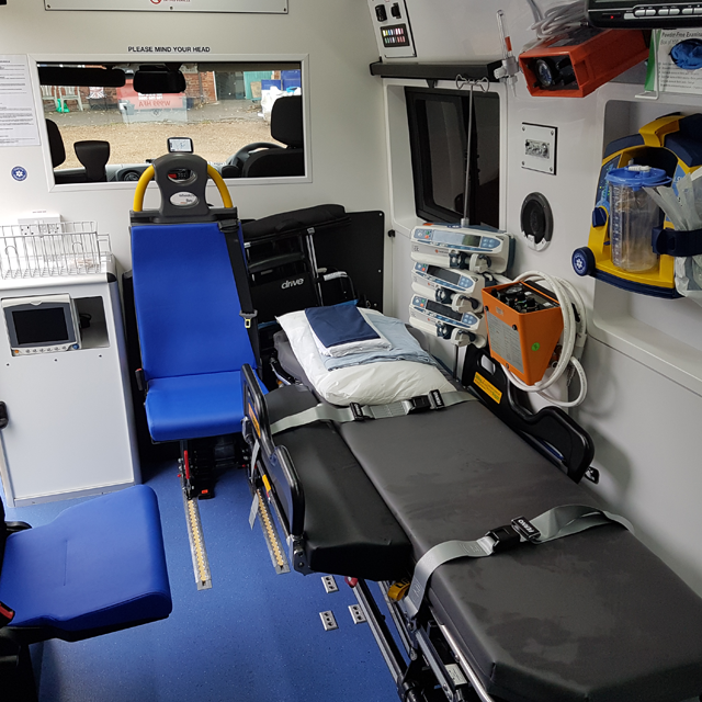 Hearts First Ambulance Service vehicle inside view