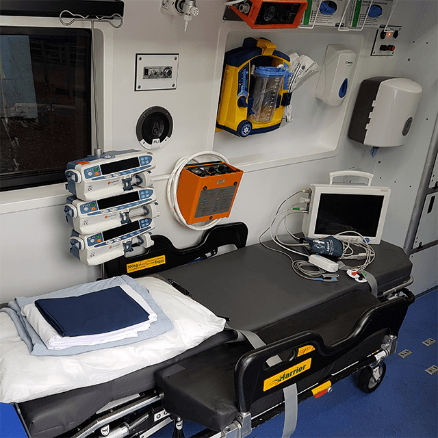 Hearts First Ambulance Service vehicle inside view