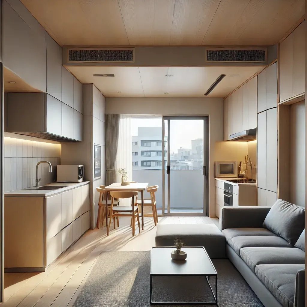 A luxurious hotel room in Japan with traditional Japanese decor and a view of a Japanese garden.