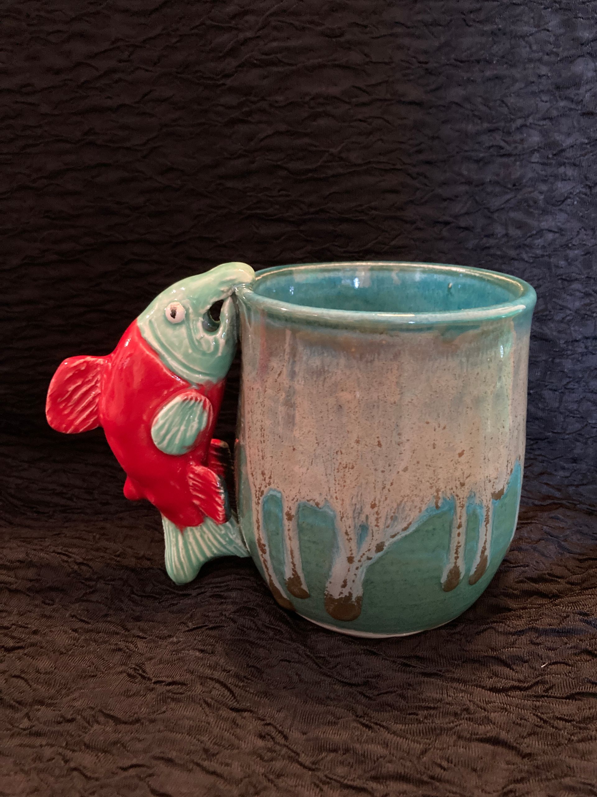 red salmon mug