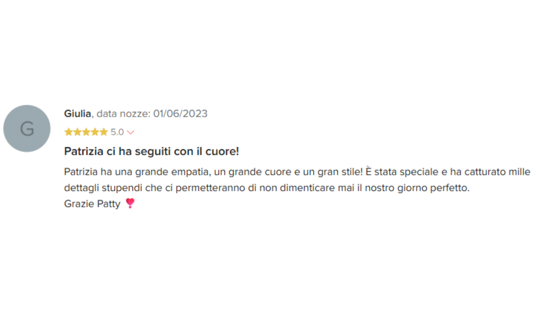 Recensione positiva fotografo matrimonio modena