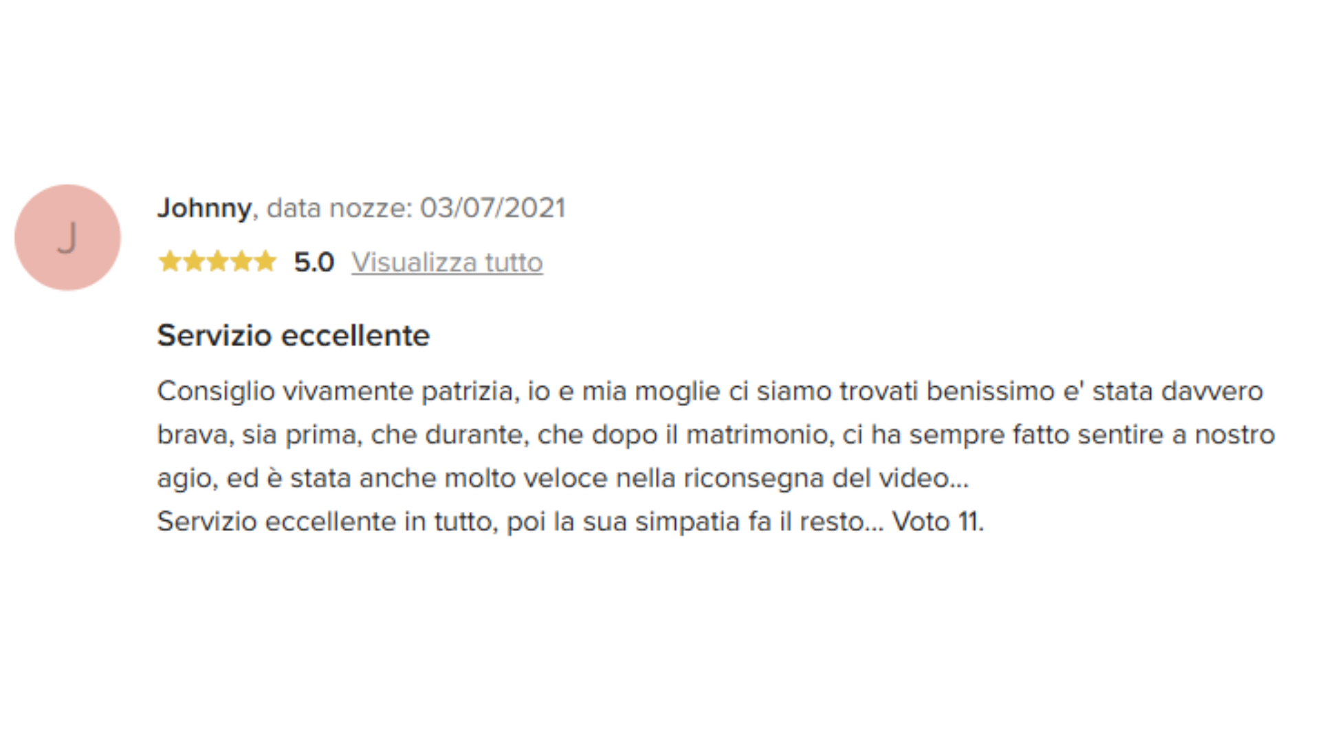 Recensione positiva fotografo matrimonio modena