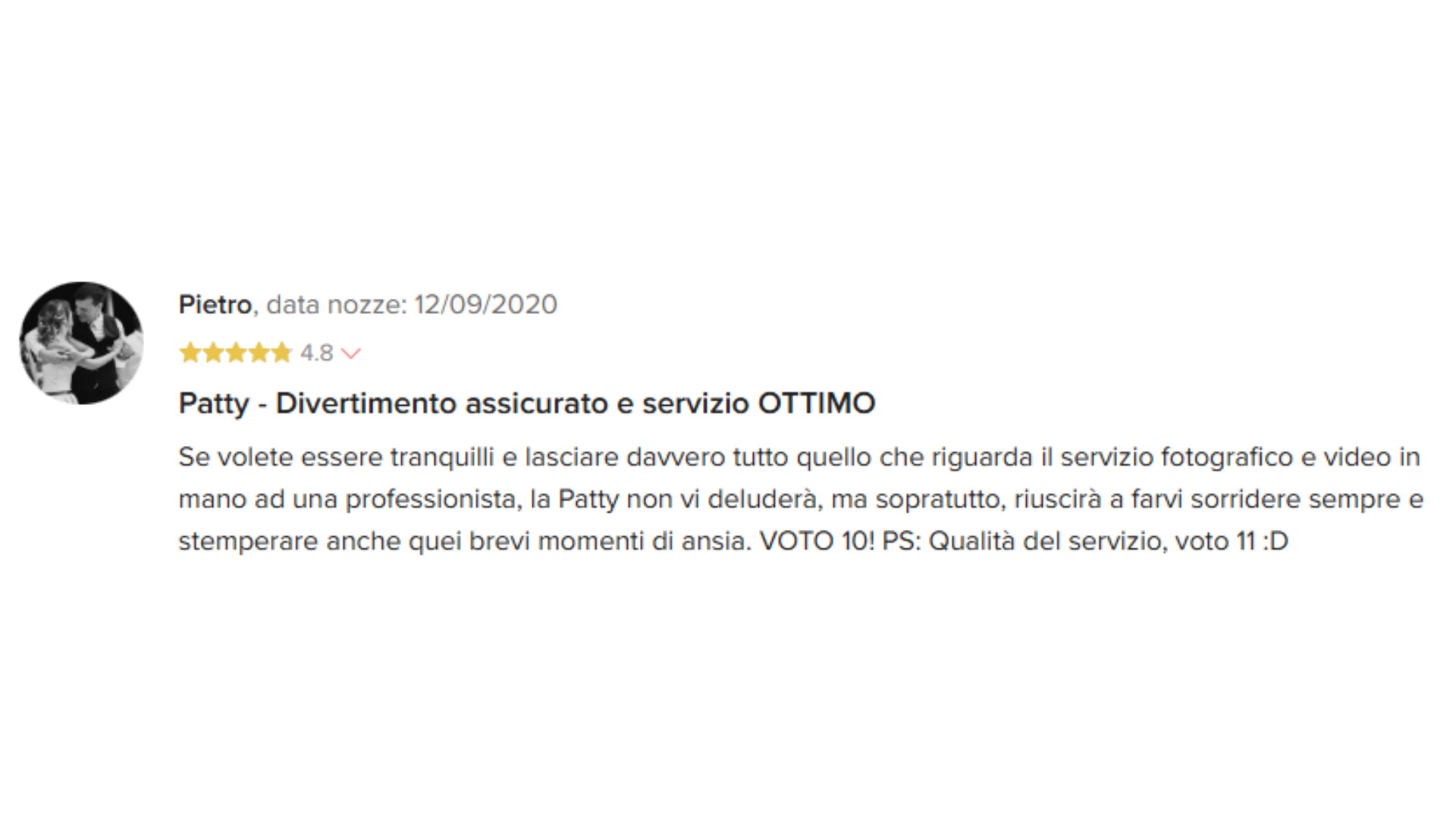 Recensione positiva fotografo matrimonio modena