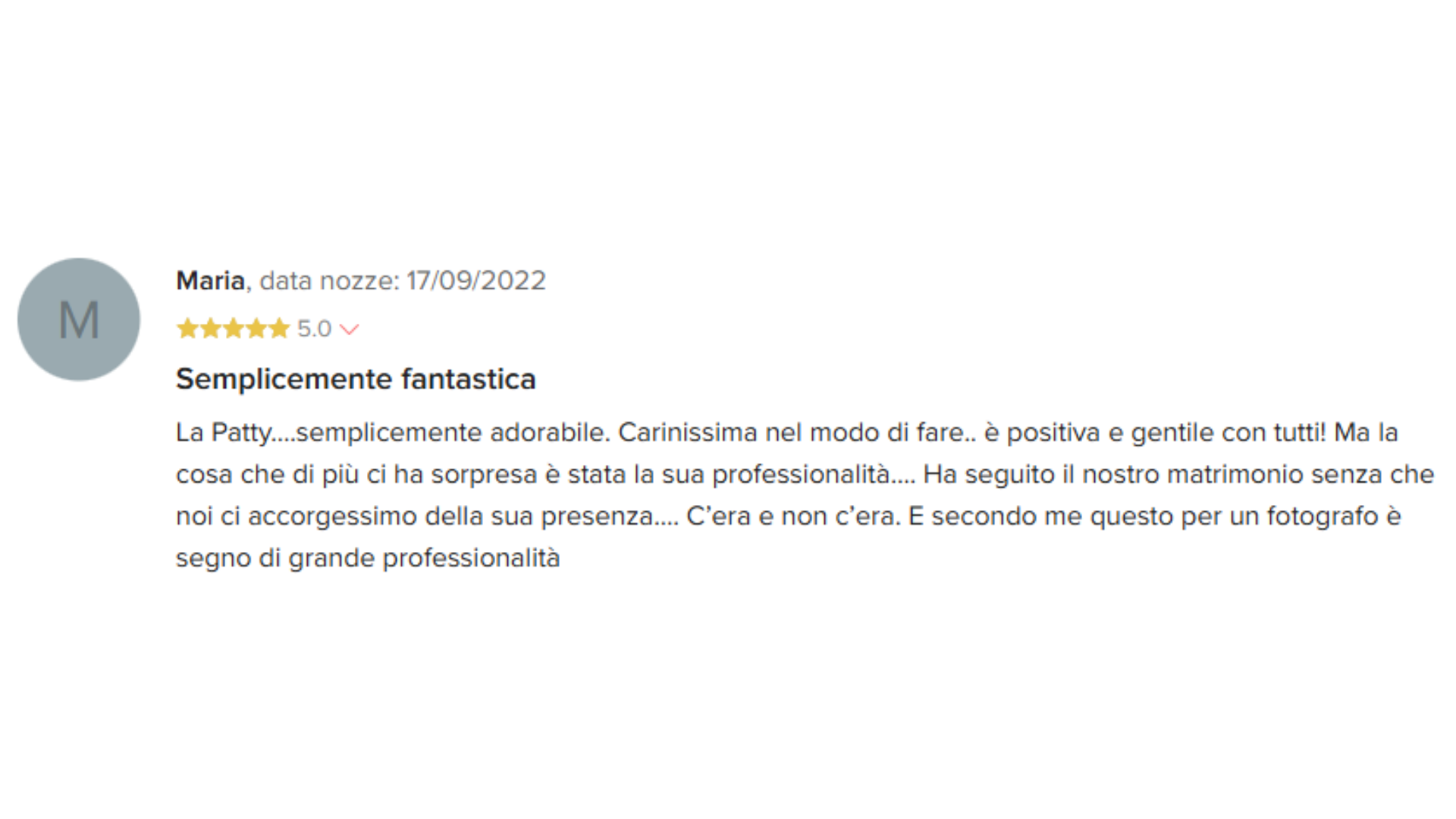 Recensione positiva fotografo matrimonio modena