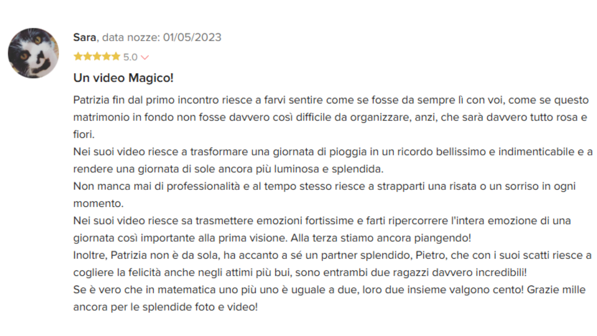 Recensione positiva fotografo matrimonio modena