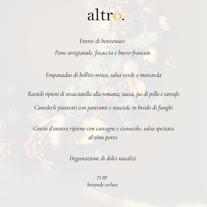 Calendario delle Festività 2022 e 2023 Natale e Capodanno santo stefano ristorante altro grottaferrata castelli romani degustazione menù fisso vigilia di natale pranzo di natale calendariocene aziendali aperitivo cocktail bar enoteca regali xmas christmas noel capodanno