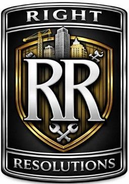 A company logo for Right Resolutions featuring a silver