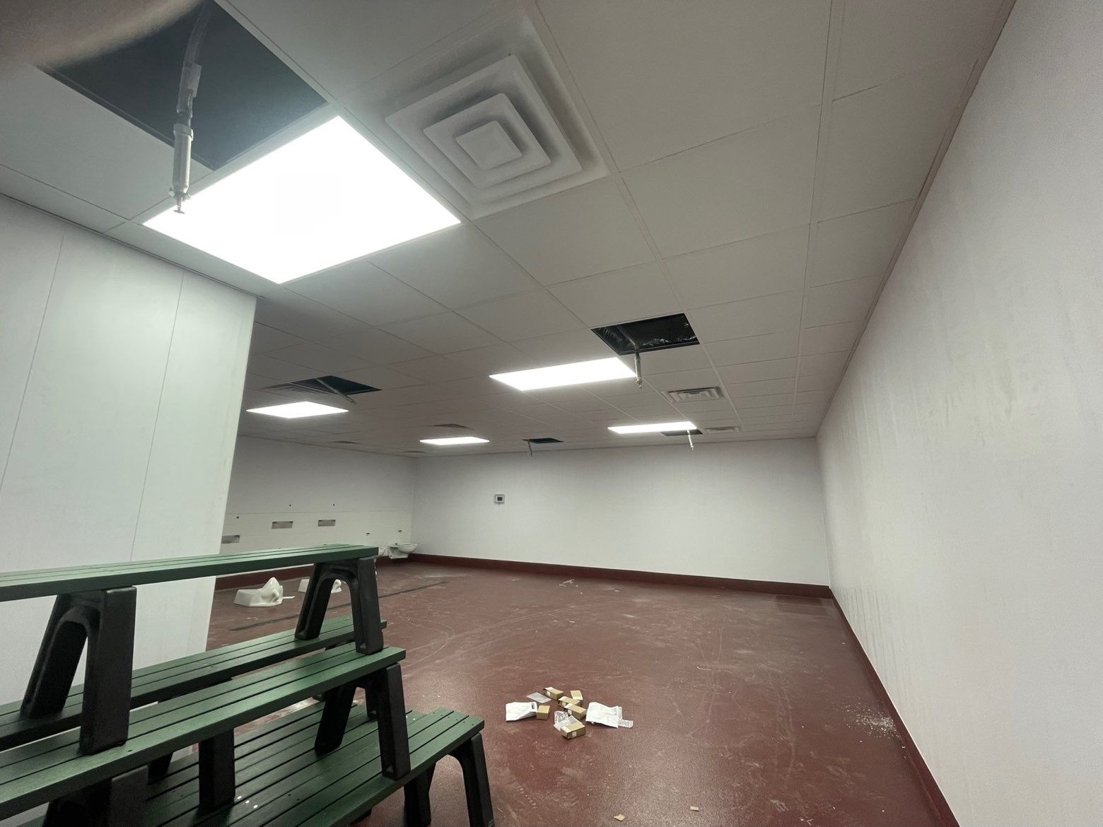 Commercial or institutional restroom facility remodeling project in Lansing, Iowa.