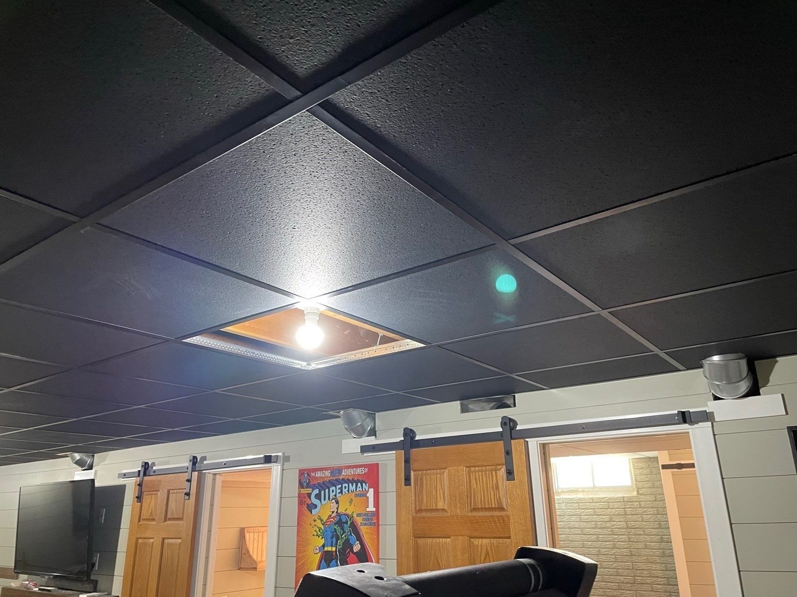 Large-scale interior facility remodeling and lighting installation by contractors in Lansing, Iowa.