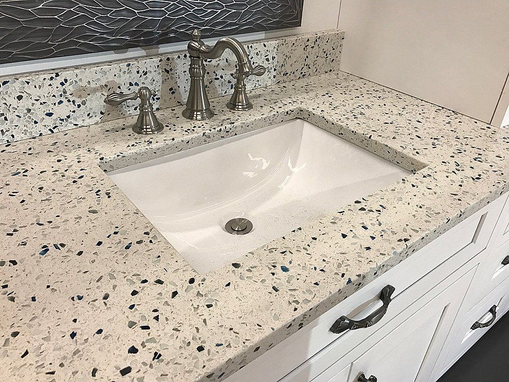 Recycled Glass — Beautiful Recycled Glass Applied on Kitchen Sink in Naples, FL
