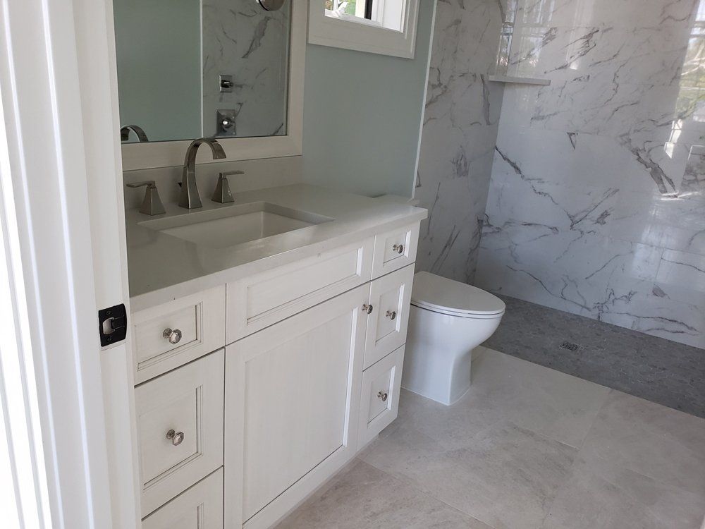 Modern Bathroom with Cabinet — Naples, FL — Rain Forest Marble Inc.