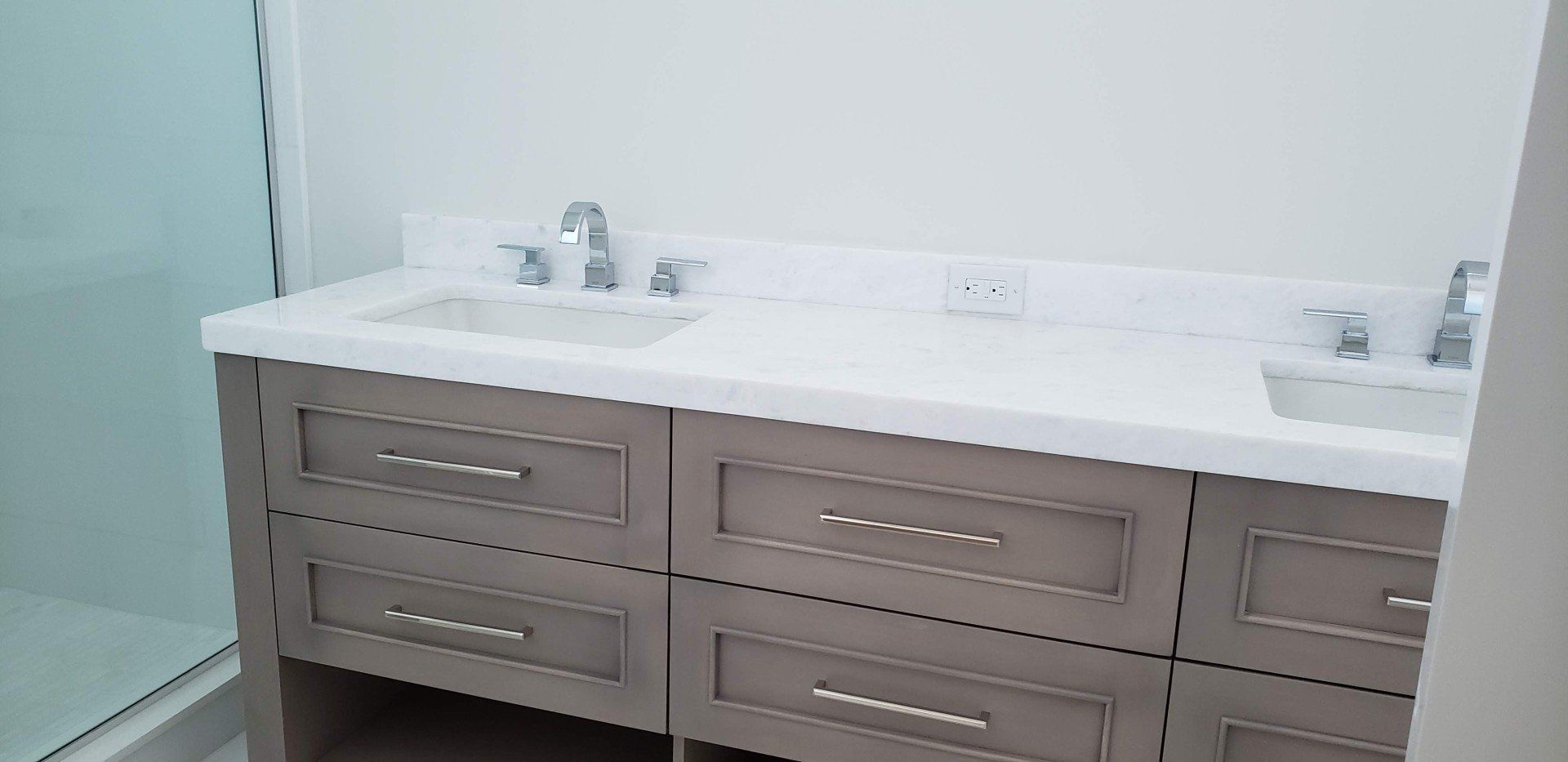 White Sink And Brown Cabinets — Naples, FL — Rain Forest Marble Inc.