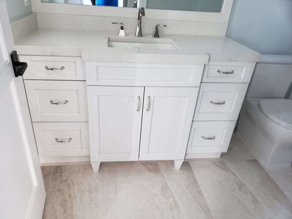 White Cabinet with Countertop — Naples, FL — Rain Forest Marble Inc.