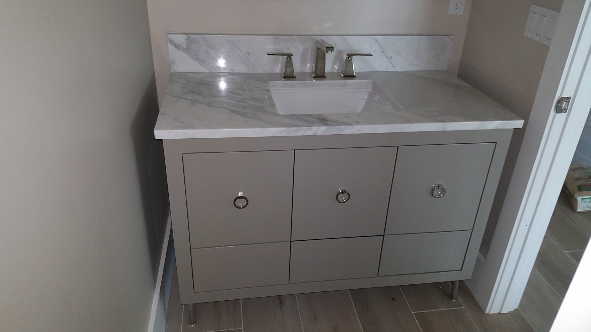 Bathroom Sink and Cabinet — Naples, FL — Rain Forest Marble Inc.