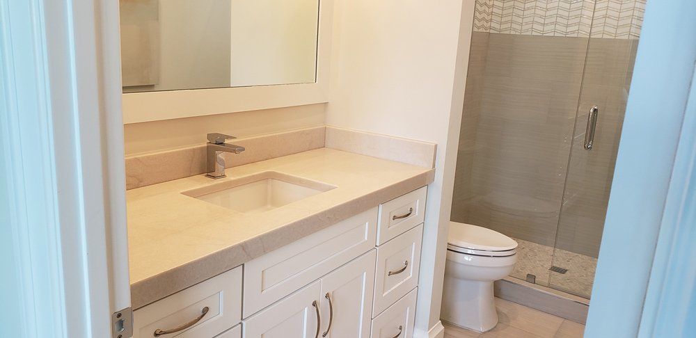 Bathroom with Brown Lavatory — Naples, FL — Rain Forest Marble Inc.