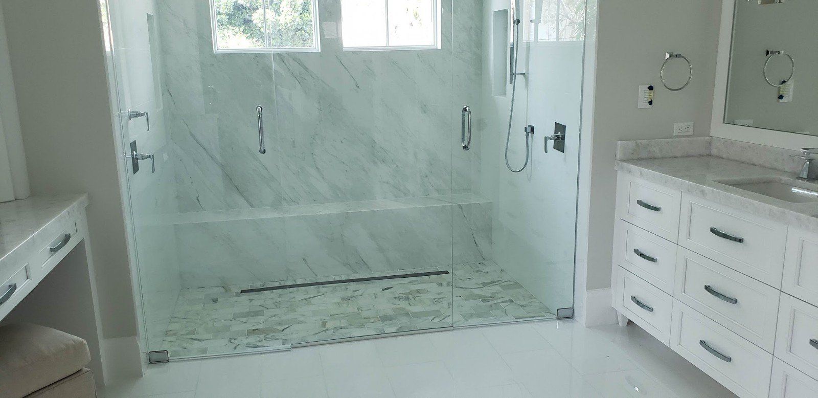 A Bathroom with Bath Tub and Shower Room — Naples, FL — Rain Forest Marble Inc.