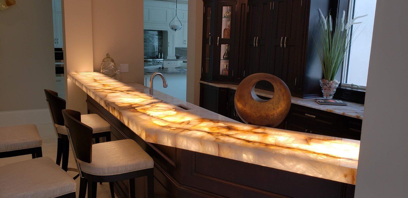 Kitchen Glowing Marble Edgy Table — Naples, FL — Rain Forest Marble Inc.