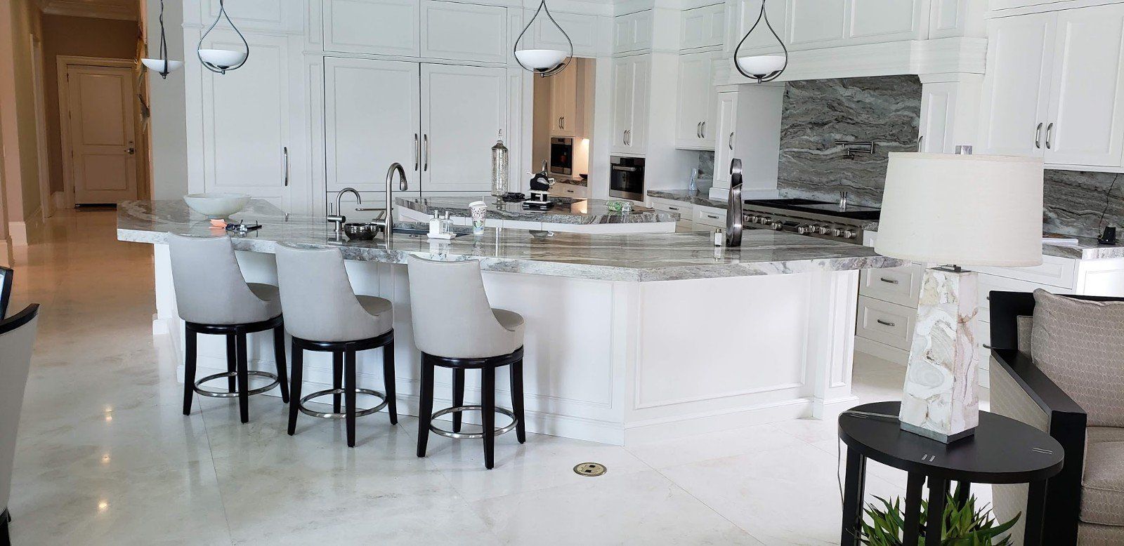 White Themed Kitchen — Naples, FL — Rain Forest Marble Inc.