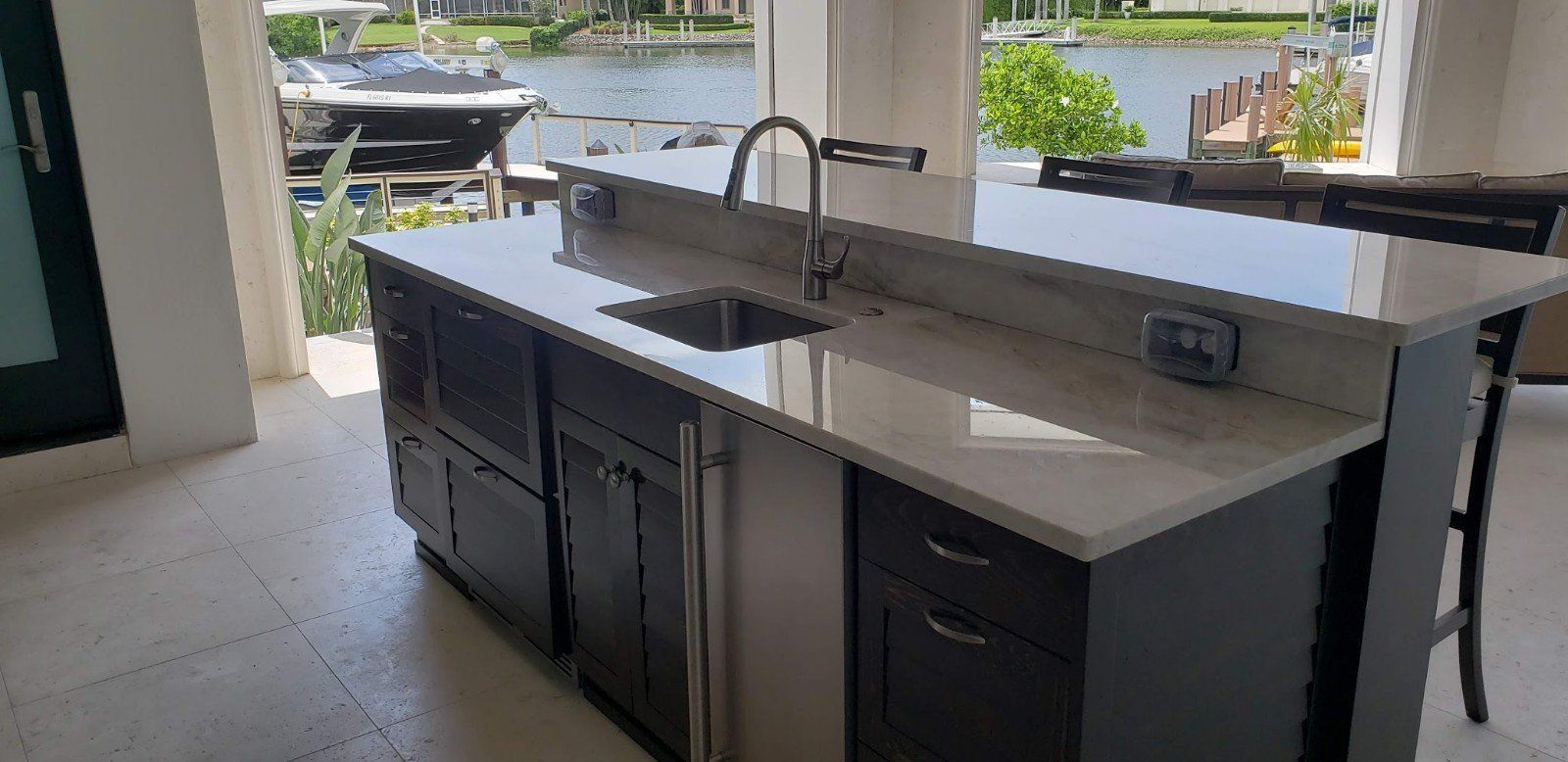 Modern Kitchen with Sink and Faucet — Naples, FL — Rain Forest Marble Inc.