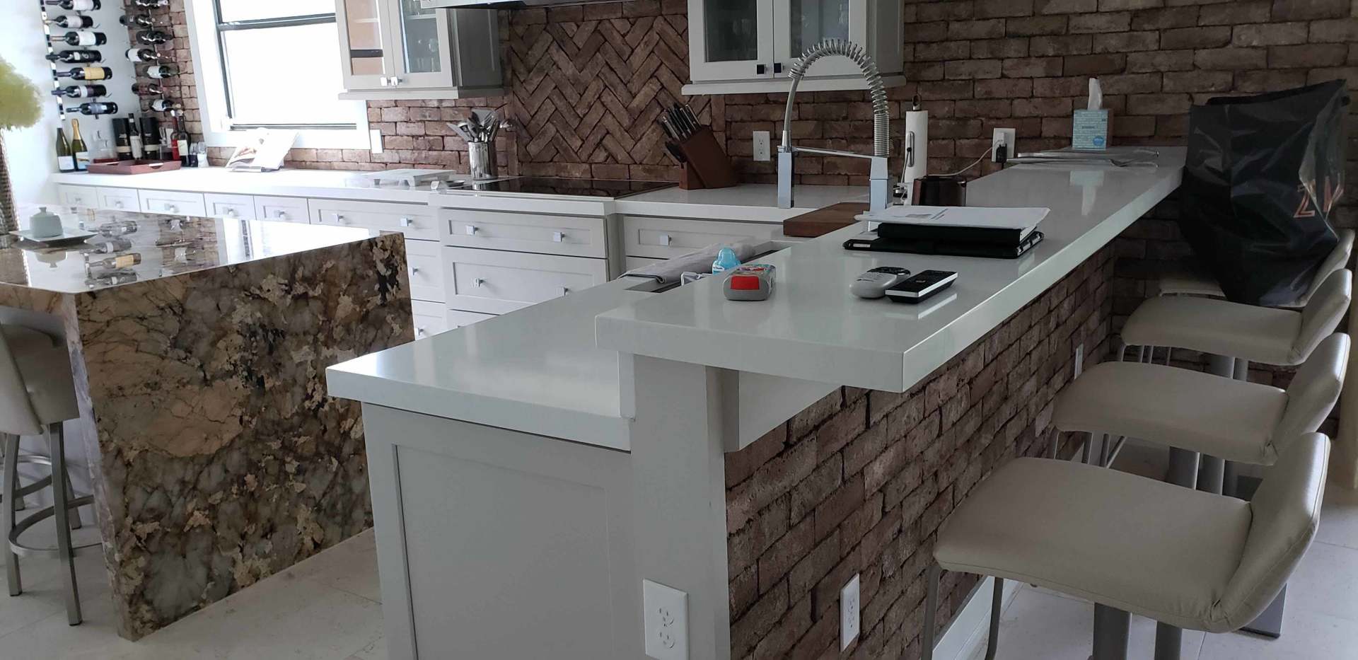 Simple Gray Marble Kitchen Table — Naples, FL — Rain Forest Marble Inc.