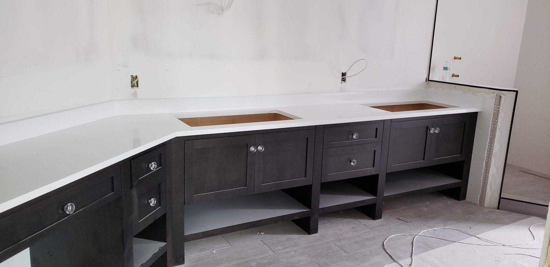 Newly Installed Sink Cabinets Different Angle — Naples, FL — Rain Forest Marble Inc.
