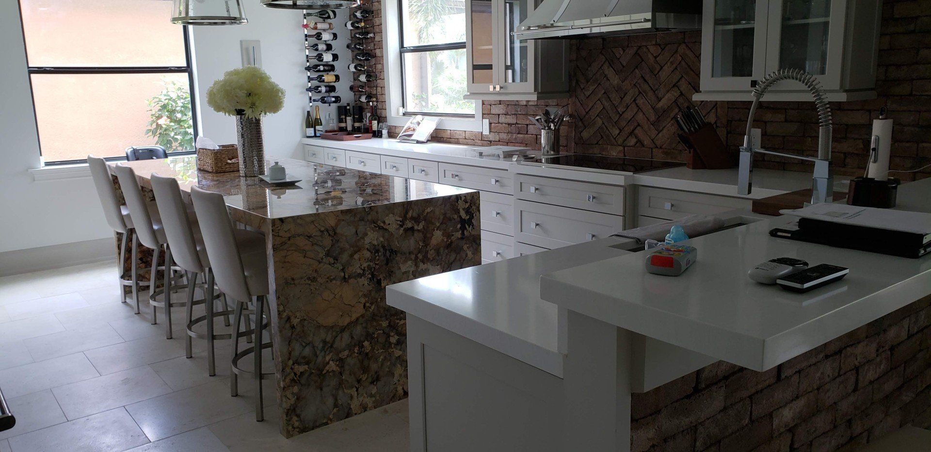 Newly Fabricated Modern Countertop 3rd Angle — Naples, FL — Rain Forest Marble Inc.