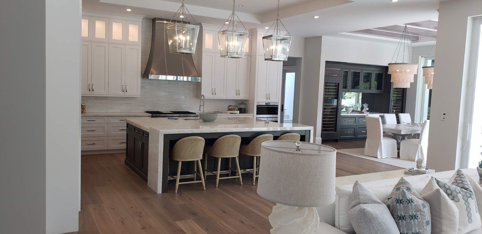 White Kitchen Counter & Cabinets — Naples, FL — Rain Forest Marble Inc.