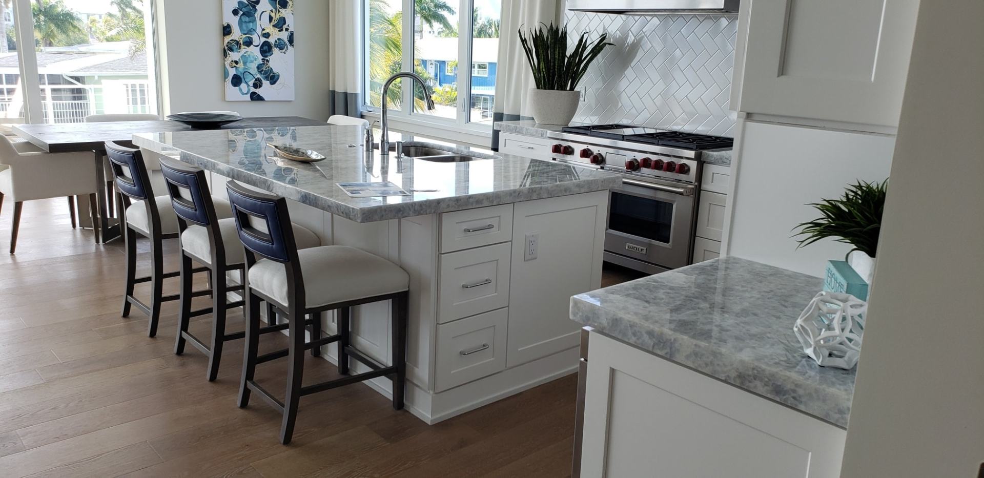 Marble Countertops with Faucet & Chairs — Naples, FL — Rain Forest Marble Inc.