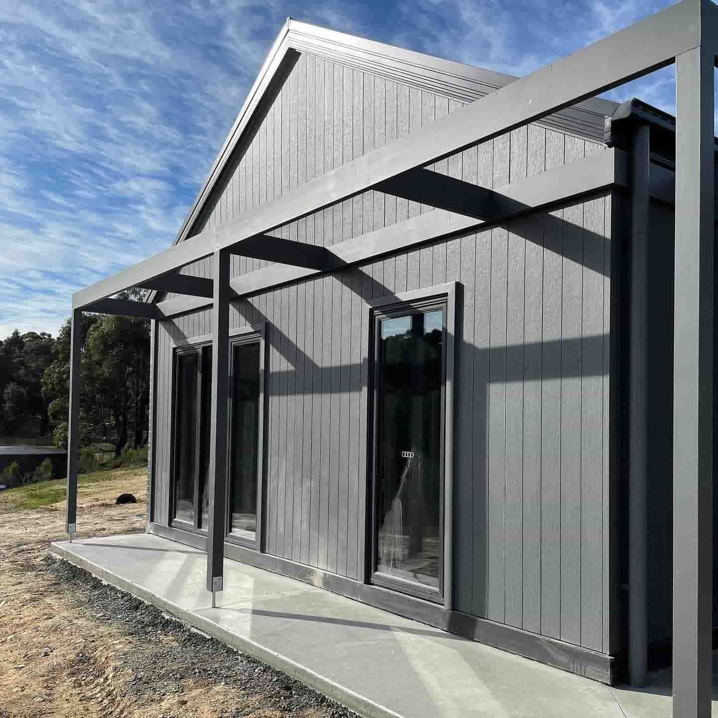 Gray House with a Pergola — Home Construction in Maryborough, VIC