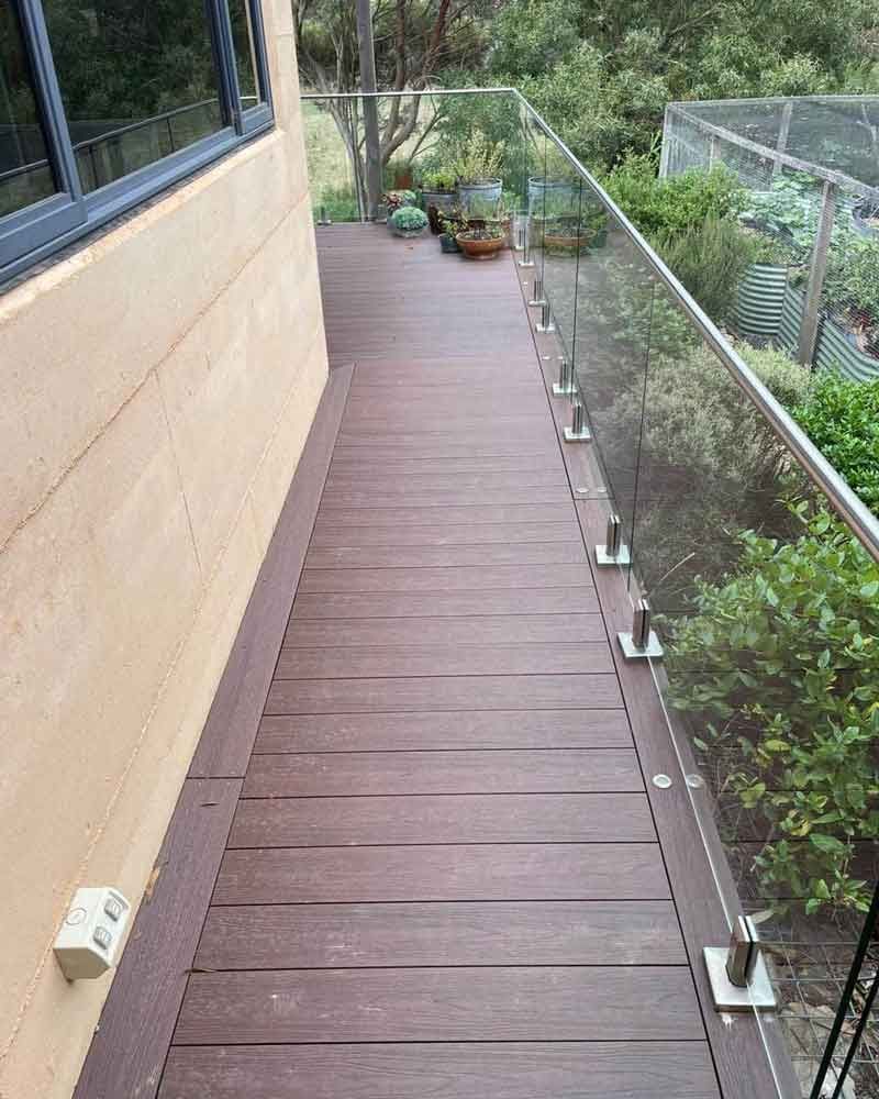 Wooden Deck with a Stainless Steel Railing — Home Construction in Ararat, VIC