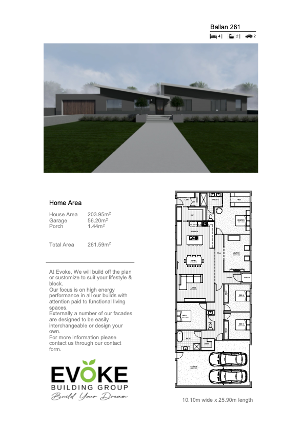 A Picture of a House and a Floor Plan of a House Named Ballan — Evoke Building Group In Ballarat Central, VIC