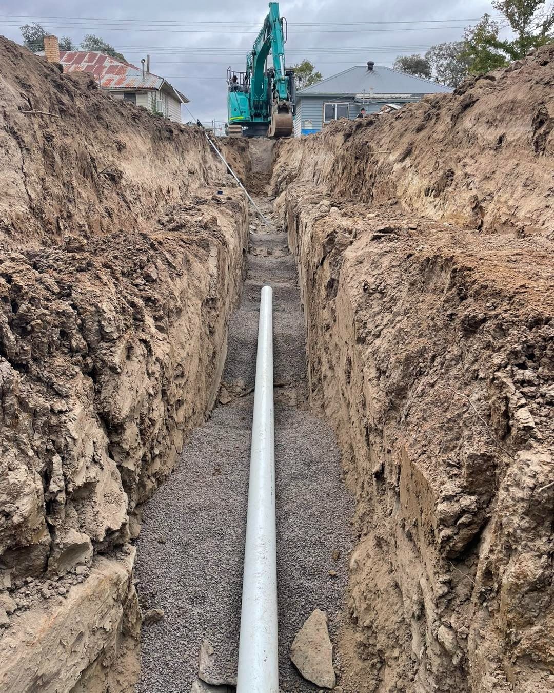 Deep Trench With a Newly Laid Pipe