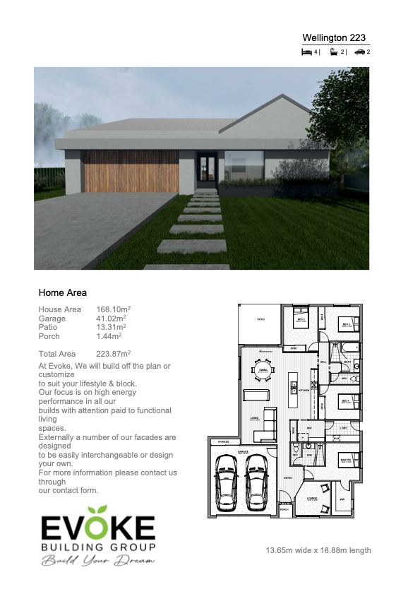 A Picture of a House and a Floor Plan of a House Named Wellington — Evoke Building Group In Ballarat Central, VIC