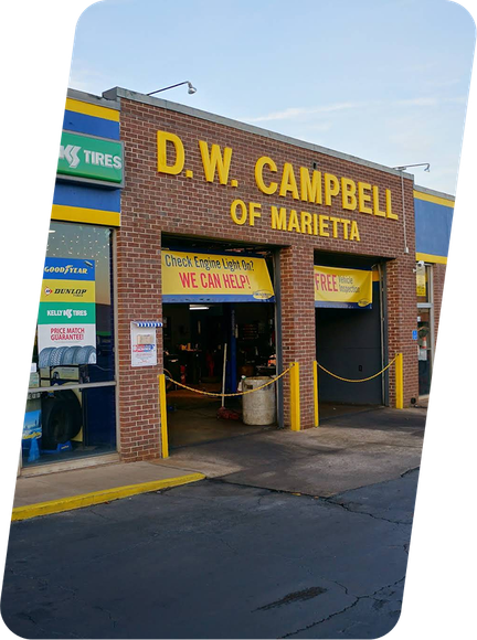 The front of a d.w. campbell of marietta tire shop | D.W. Campbell Tire & Service