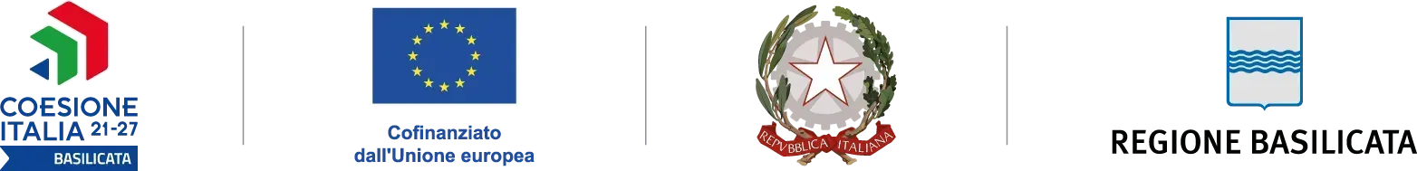 Logos of Italian institutions, the EU flag, and Regione Basilicata on a white background