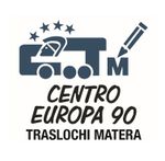 Logo blue and black for Centro Europa 90 Traslochi Matera with moving truck and stars