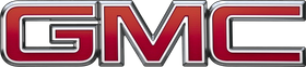 GMC logo in red with silver trim.