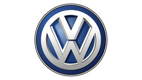 Volkswagen logo, blue and silver, circular with 