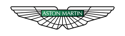 Aston Martin logo: green rectangular text box with the words 