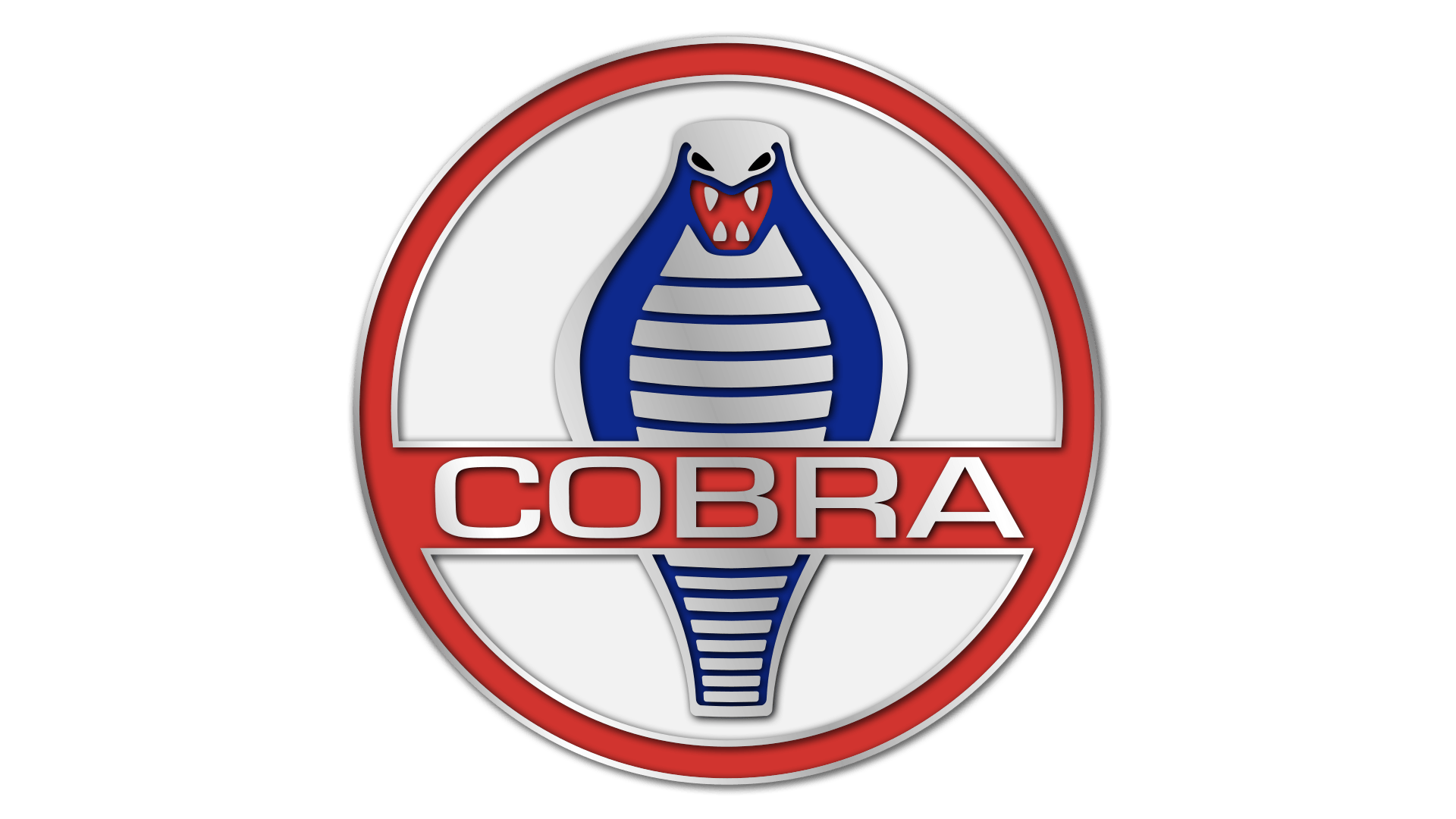 Cobra logo: A stylized cobra snake inside a red and white circular badge, with 