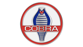 Cobra logo: A stylized cobra snake inside a red and white circular badge, with 