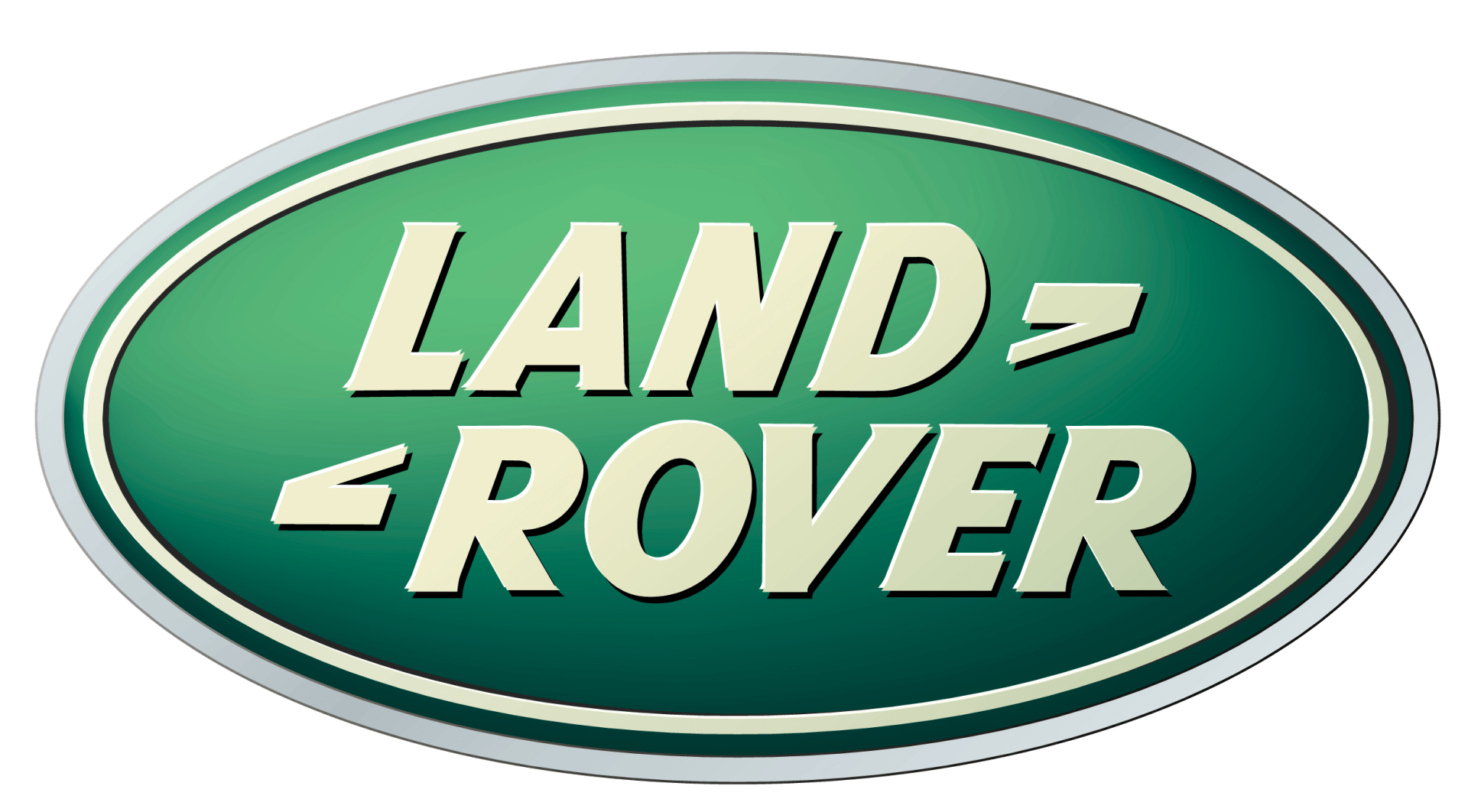 Land Rover logo: green oval with white text.